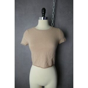 NAKEDCASHMERE‎ Short Sleeve Crew Neck Sweater Top Beige XS
